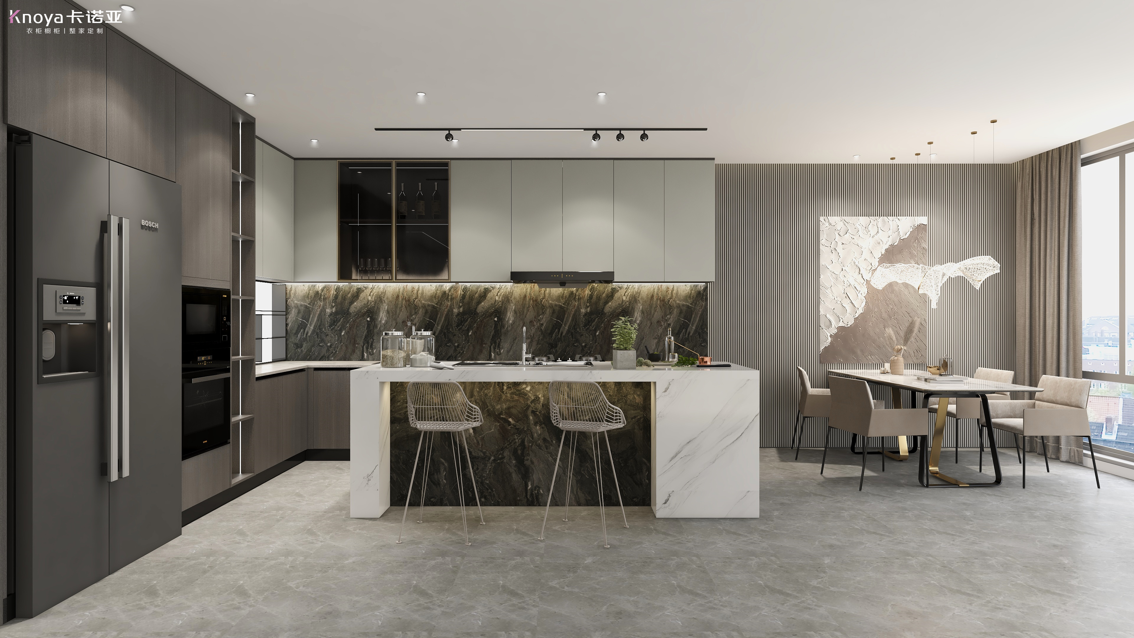 L型廚房結(jié)合島臺